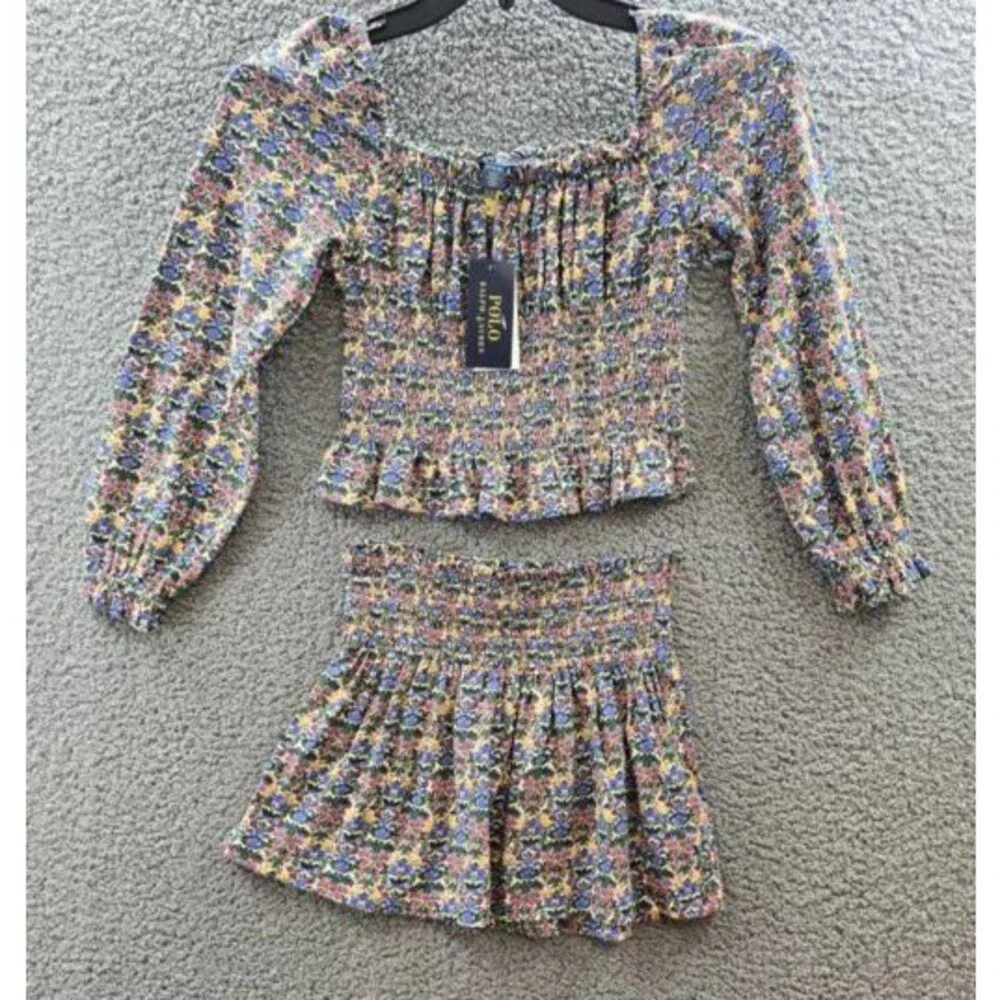 Polo Ralph Lauren Floral Smocked Top and Skirt Set Girls' M(8-10) Madison Multi